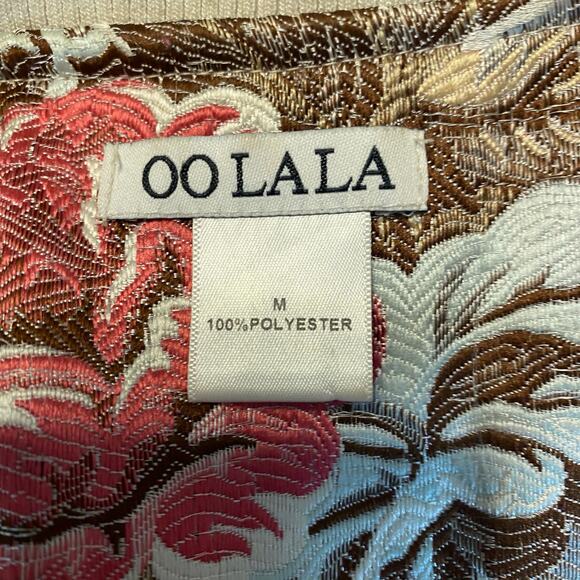 OO LALA Satin Floral Embroidered Bomber Jacket Beaded Medium Statement - Picture 4 of 10